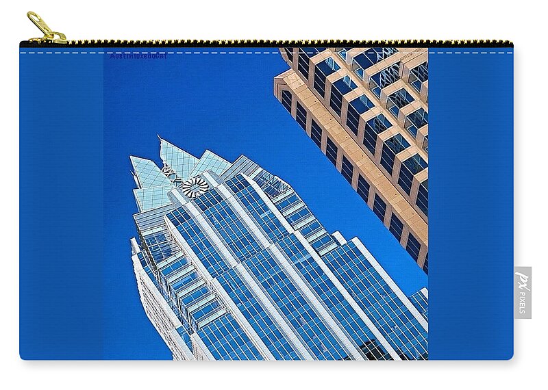 Beautiful Zip Pouch featuring the photograph #beautiful #bluesky And The Frost Bank #3 by Austin Tuxedo Cat
