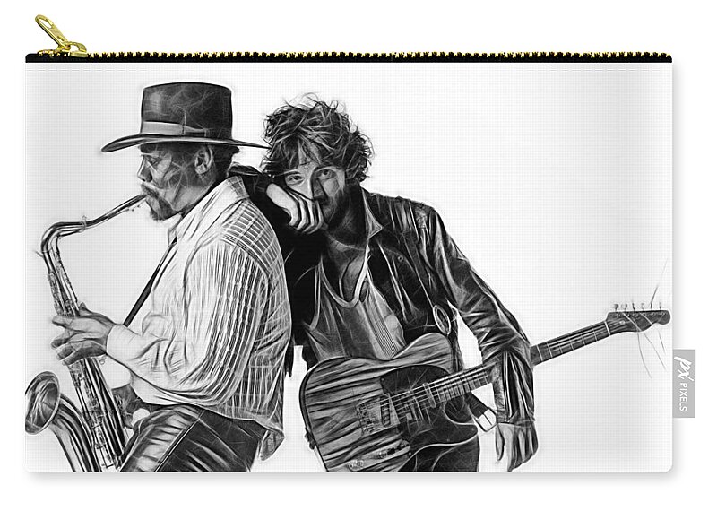 Bruce Springsteen Zip Pouch featuring the mixed media Bruce Springsteen Clarence Clemons Collection by Marvin Blaine
