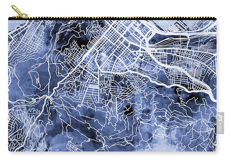 Cape Town Carry-all Pouch featuring the digital art Cape Town South Africa City Street Map by Michael Tompsett