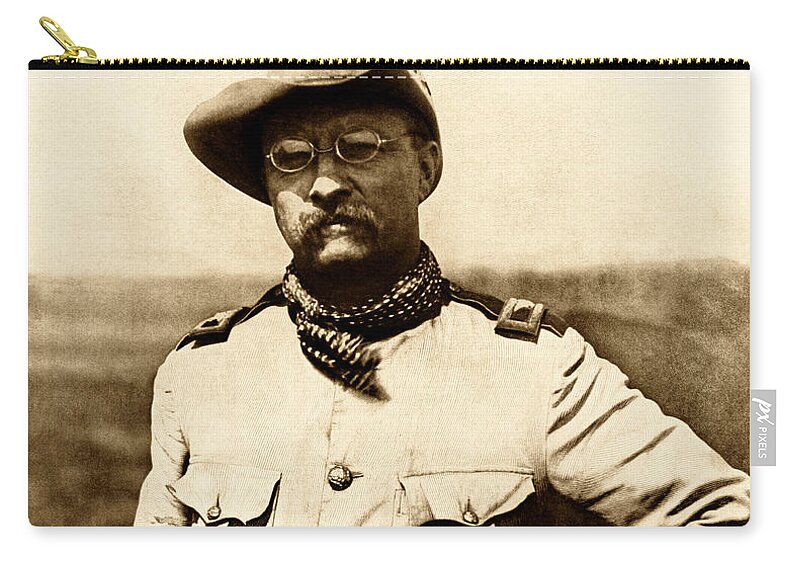 Theodore Roosevelt Zip Pouch featuring the photograph Colonel Theodore Roosevelt by War Is Hell Store
