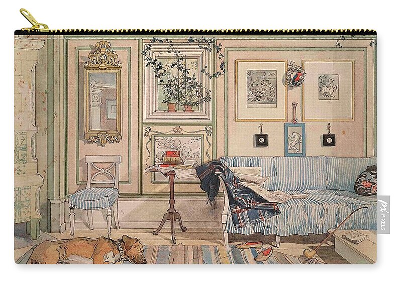 Carl Larsson - Cosy Corner Zip Pouch featuring the painting Cosy Corner #3 by Carl Larsson