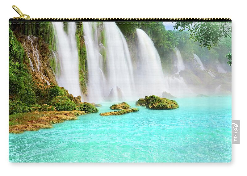 Waterfall Zip Pouch featuring the photograph Detian waterfall #3 by MotHaiBaPhoto Prints