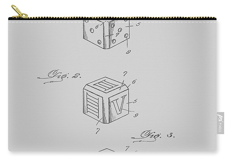 Dice Zip Pouch featuring the photograph Dice patent from 1923 #4 by Chris Smith