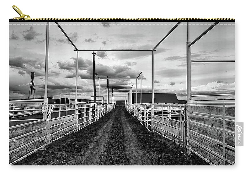 Corrals Zip Pouch featuring the photograph Empty Corrals #3 by Mountain Dreams