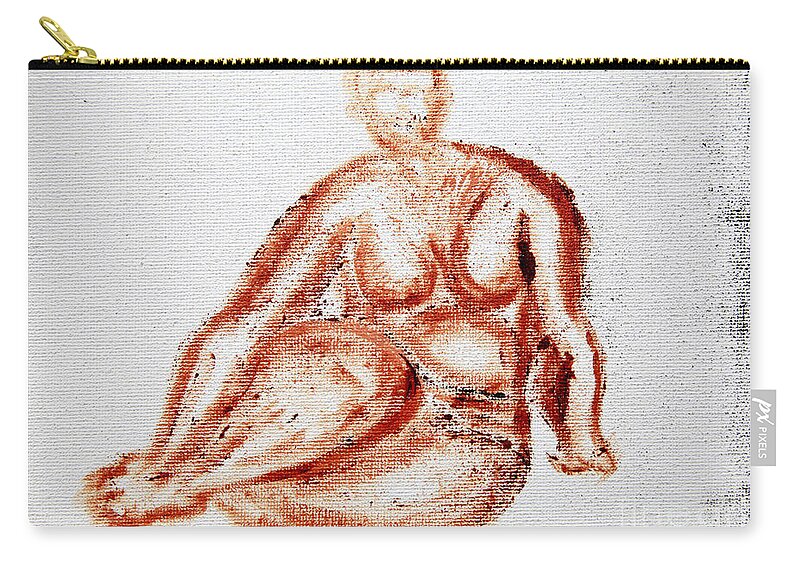 Fat Zip Pouch featuring the photograph Fat nude woman #3 by Vladi Alon