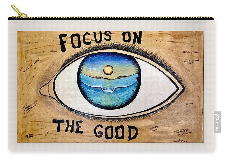 Positiveprints Zip Pouch featuring the painting Focus on the good #3 by Paul Carter