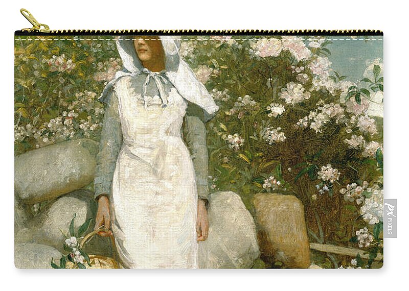 Winslow Homer Carry-all Pouch featuring the painting Girl And Laurel by Winslow Homer