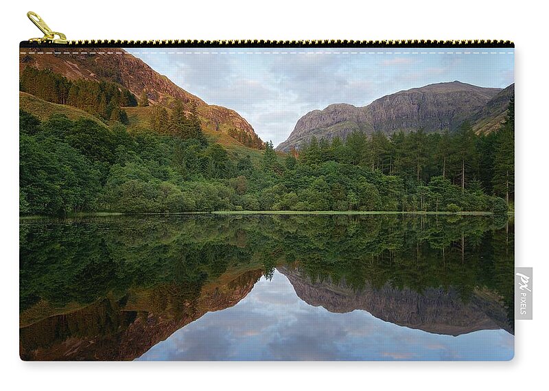 Bidean Nam Bian Zip Pouch featuring the photograph Golden Light in Glencoe #3 by Stephen Taylor