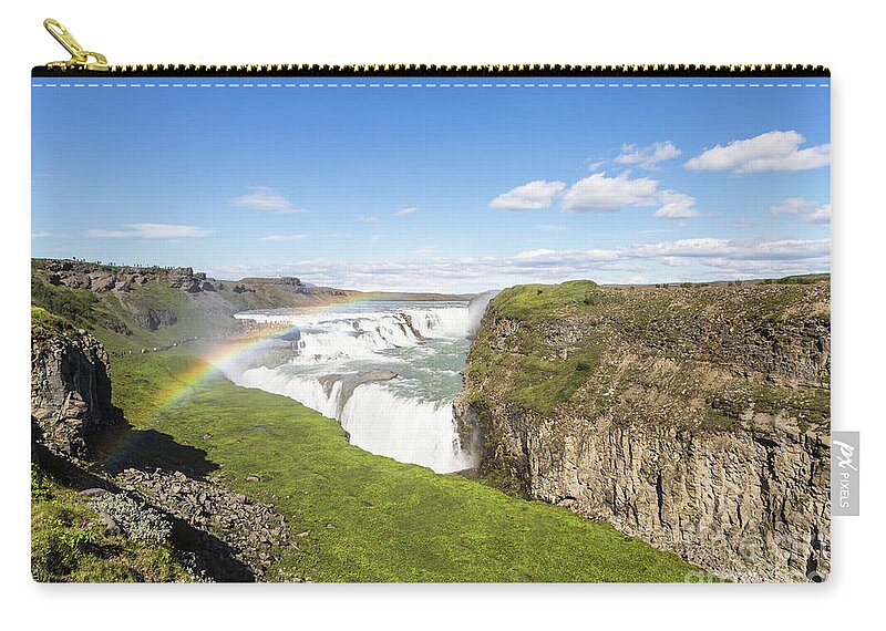 Gullfoss Zip Pouch featuring the photograph Gullfoss waterfall in Iceland #3 by Didier Marti