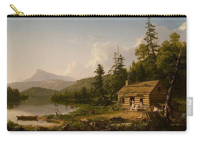 Home In The Woods Zip Pouch featuring the painting Home in the Woods by Thomas Cole