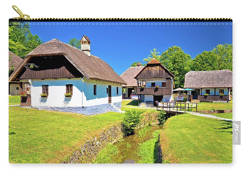 Kumrovec Zip Pouch featuring the photograph Kumrovec picturesque village in Zagorje region of Croatia #3 by Brch Photography
