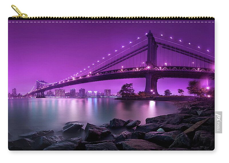 Manhattan Bridge Zip Pouch featuring the photograph Manhattan Bridge #3 by Mariel Mcmeeking
