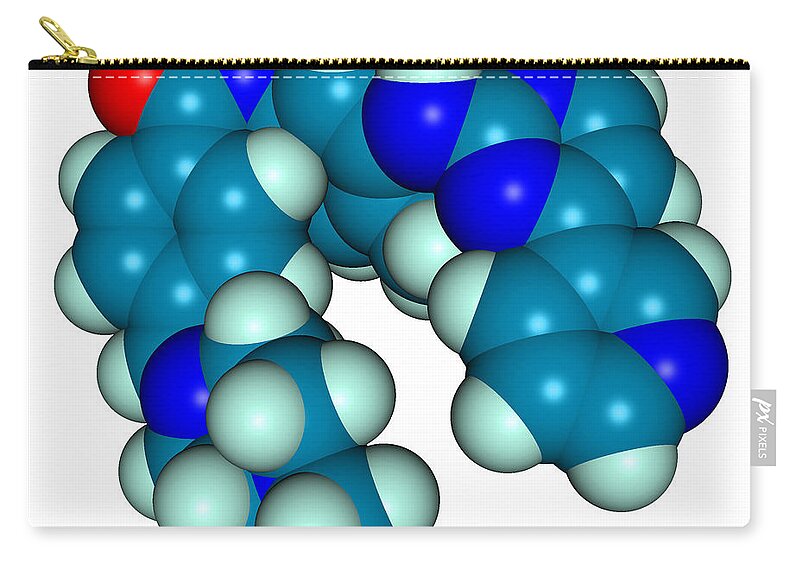 Imatinib Zip Pouch featuring the photograph Molecular Model Of Imatinib #3 by Scimat
