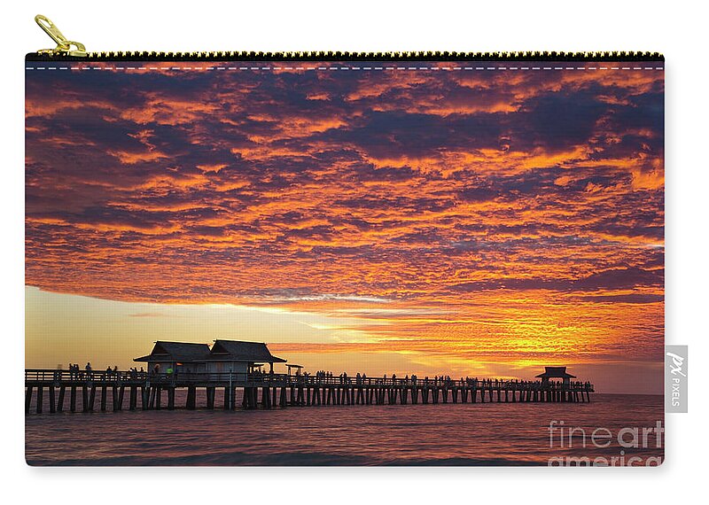 Naples Zip Pouch featuring the photograph Naples Pier Sunset #3 by Brian Jannsen