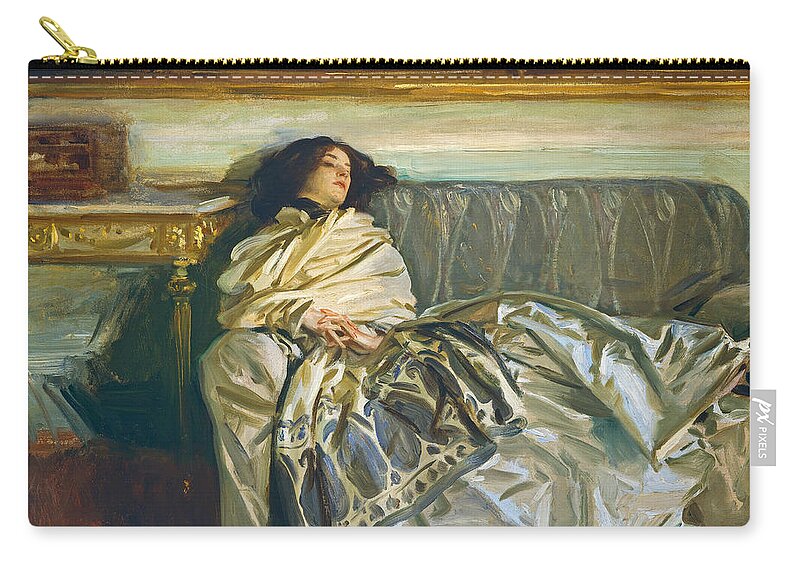 John Singer Sargent Zip Pouch featuring the painting Nonchaloir. Repose by John Singer Sargent