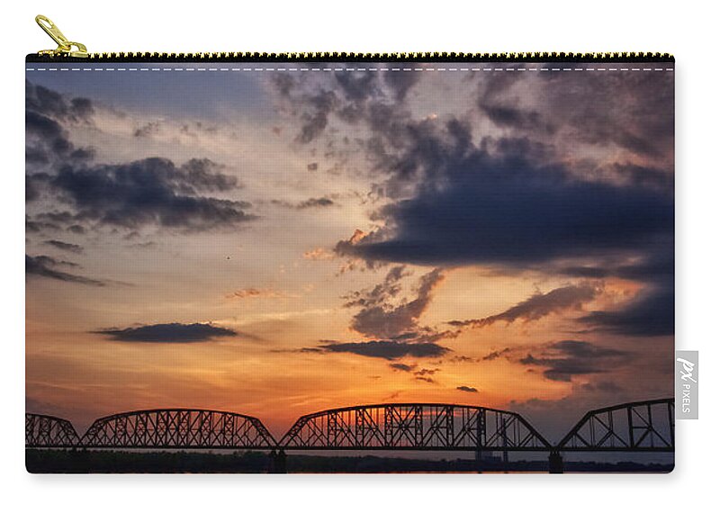 Sunset Zip Pouch featuring the photograph Ohio River Sunset #3 by Diana Powell