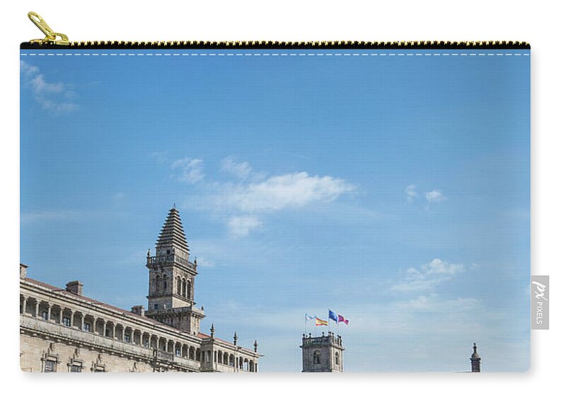 Obradoiro Zip Pouch featuring the photograph old town Obradoiro Square near santiago de compostela cathedral #3 by JM Travel Photography