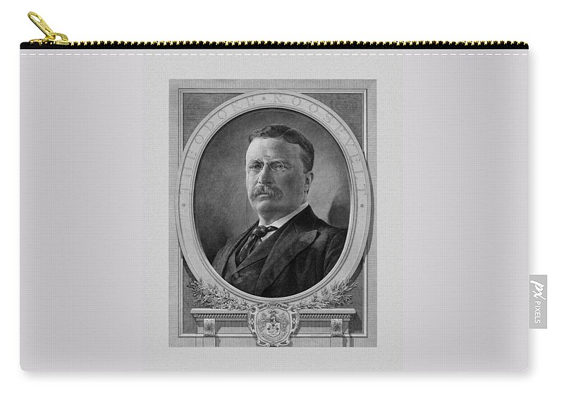 Teddy Roosevelt Zip Pouch featuring the mixed media President Theodore Roosevelt by War Is Hell Store