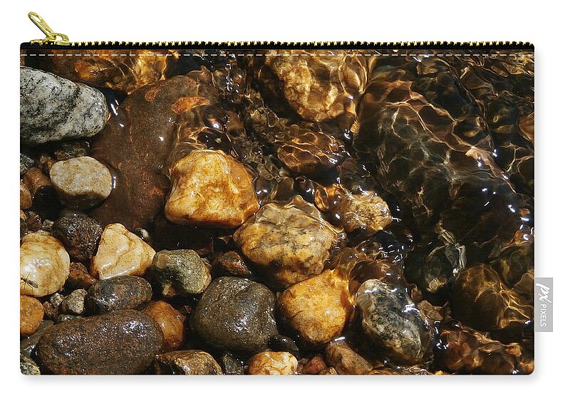 River Zip Pouch featuring the photograph River Stones #3 by Wolfgang Schweizer