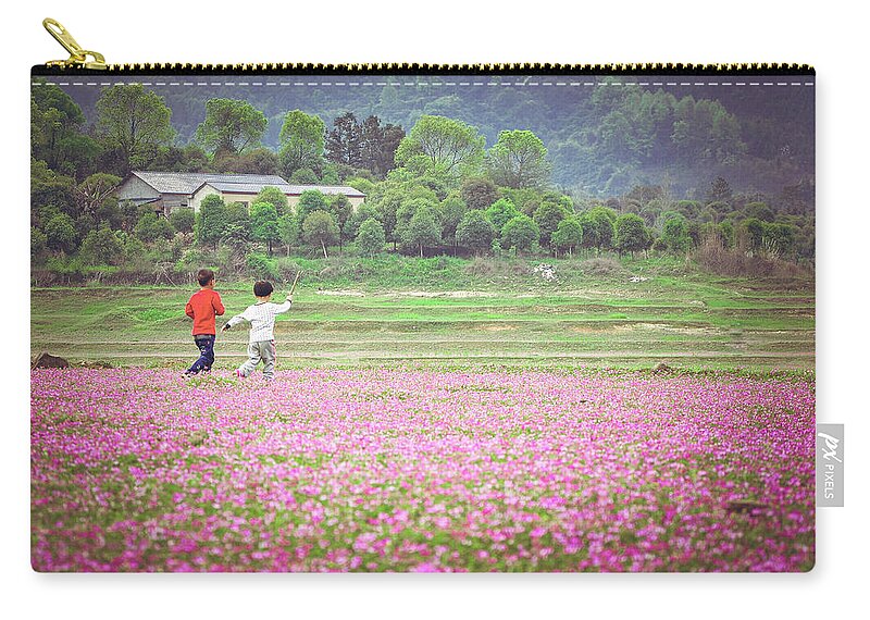 Rural Zip Pouch featuring the photograph Rural scenery in spring #3 by Carl Ning
