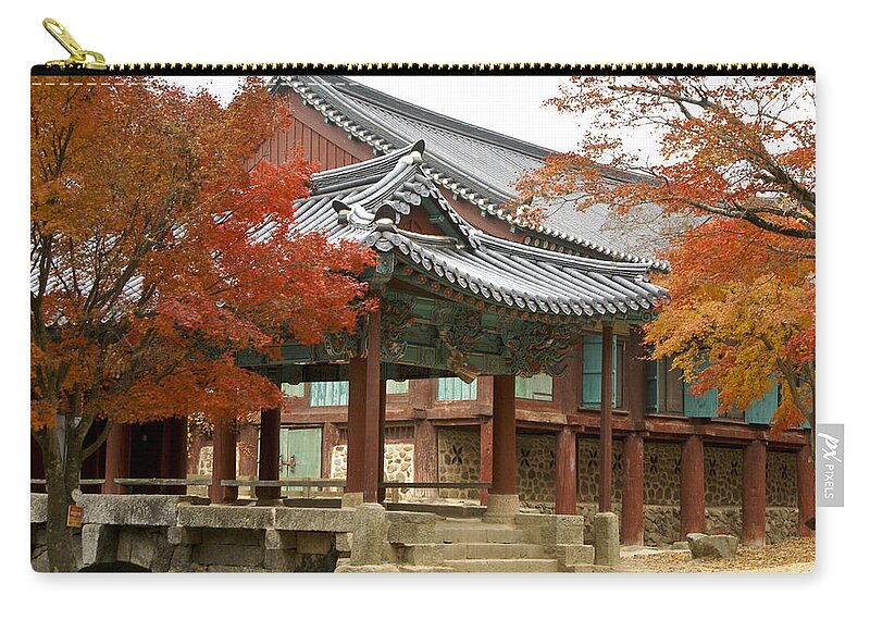 Korea Zip Pouch featuring the photograph Seonamsa in Autumn #3 by Michele Burgess