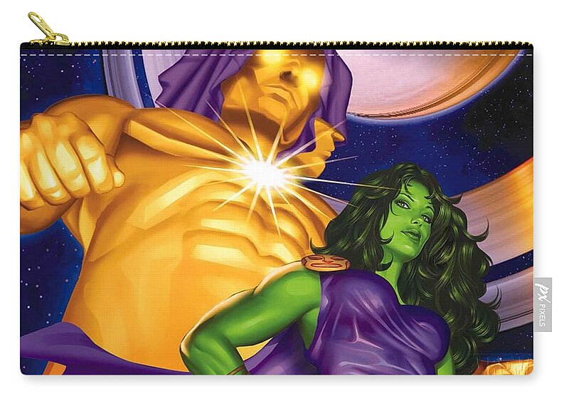 She-hulk Zip Pouch featuring the digital art She-Hulk #3 by Super Lovely
