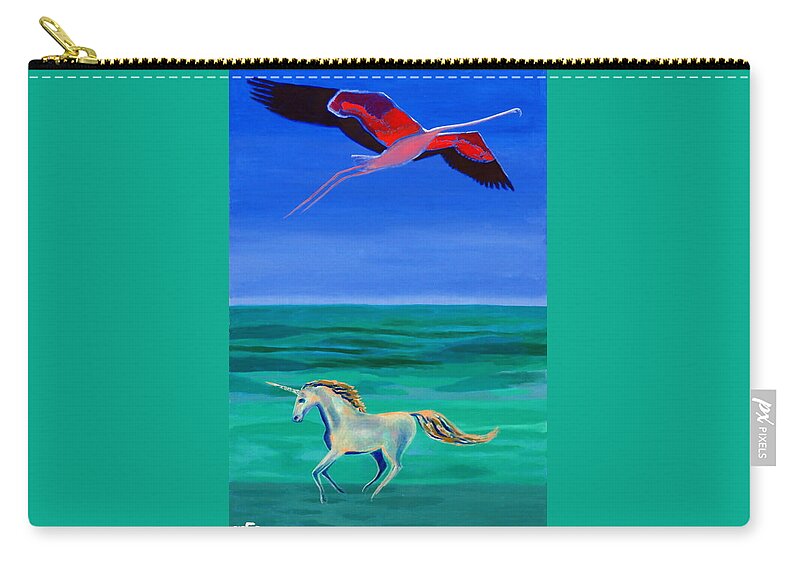 Flamingo Zip Pouch featuring the painting Sons of the Sun #1 by Enrico Garff