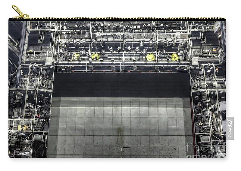 Stage Zip Pouch featuring the photograph Stage in the abandoned theatre #3 by Michal Boubin