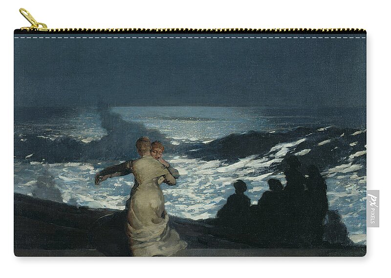 Summer Night Summer Night By Winslow Homer Zip Pouch featuring the painting Summer Night #3 by Winslow Homer