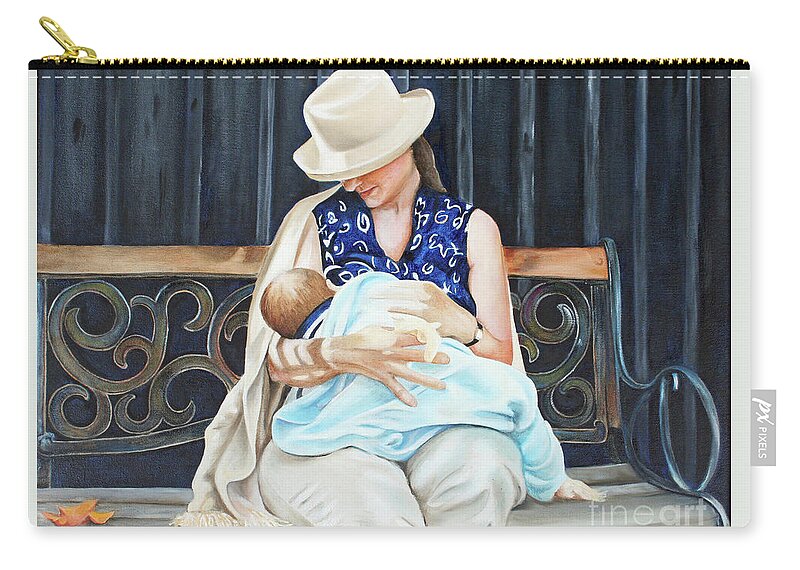 The Bench Zip Pouch featuring the painting The Bench #3 by Daniela Easter