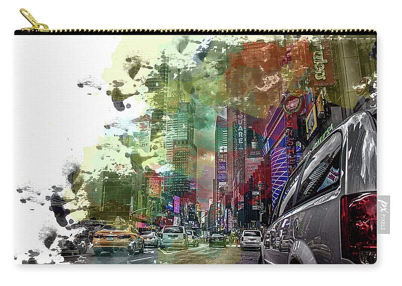 Times Square Zip Pouch featuring the photograph Times Square #3 by Martin Newman
