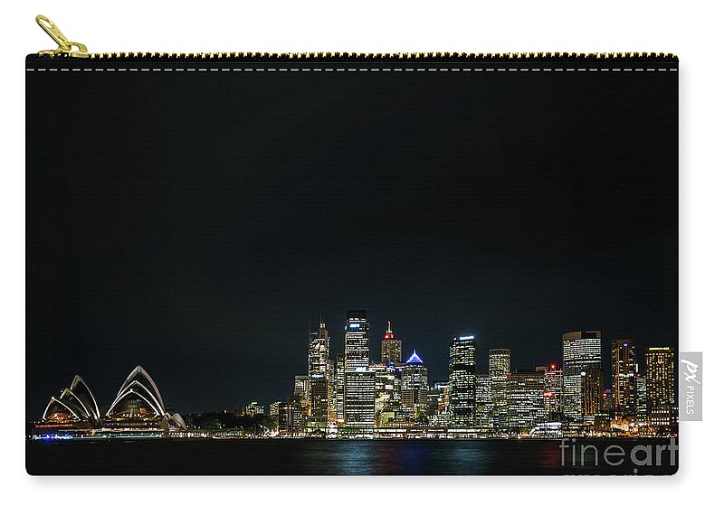 Central Business District Zip Pouch featuring the photograph View Of Sydney City Harbour In Australia At Night #3 by JM Travel Photography