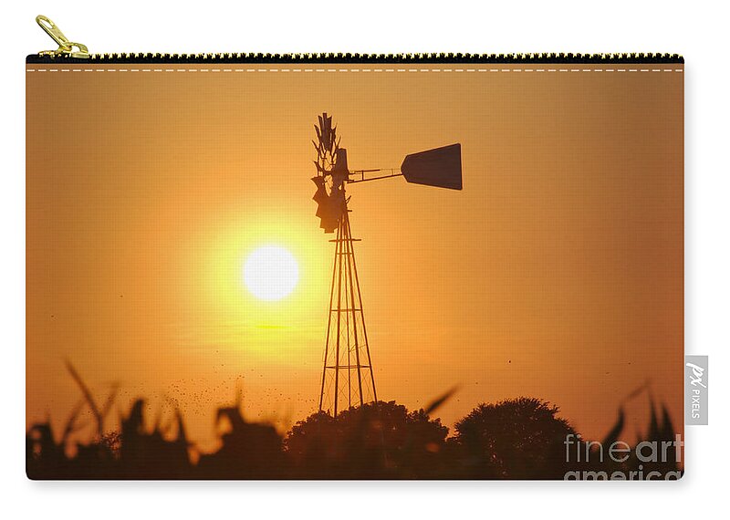 Sunset Zip Pouch featuring the photograph Windmill #3 by George Mattei