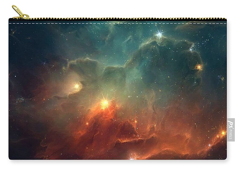 Galaxy Zip Pouch featuring the painting 30-deep-space-wallpaper-15 by Celestial Images