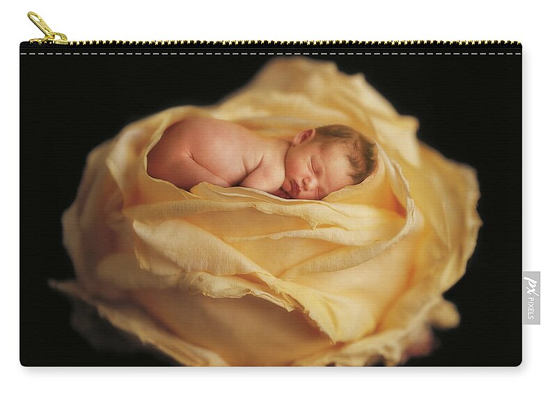 Rose Zip Pouch featuring the photograph Garden Rose by Anne Geddes