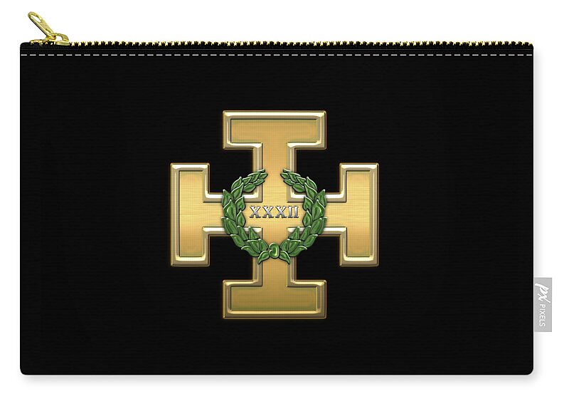 'ancient Brotherhoods' Collection By Serge Averbukh Zip Pouch featuring the digital art 32nd Degree Mason - Master of the Royal Secret Masonic Jewel by Serge Averbukh