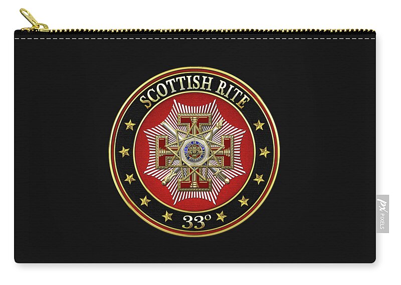 'scottish Rite' Collection By Serge Averbukh Carry-all Pouch featuring the digital art 33rd Degree - Inspector General Jewel on Black Leather by Serge Averbukh