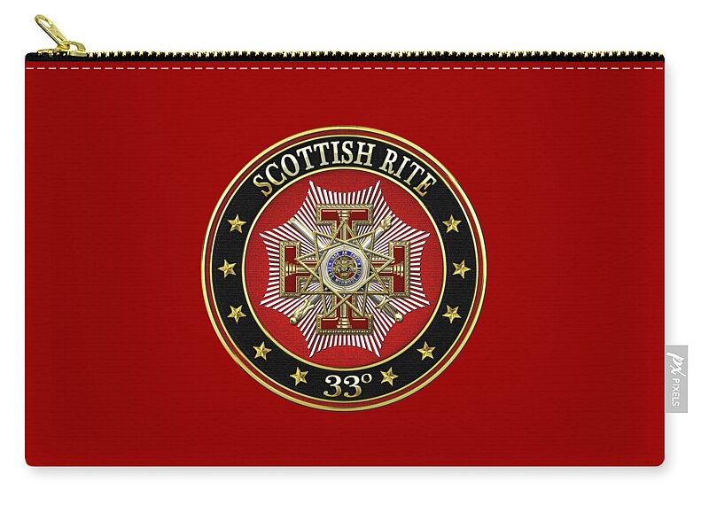 'scottish Rite' Collection By Serge Averbukh Carry-all Pouch featuring the digital art 33rd Degree - Inspector General Jewel on Red Leather by Serge Averbukh