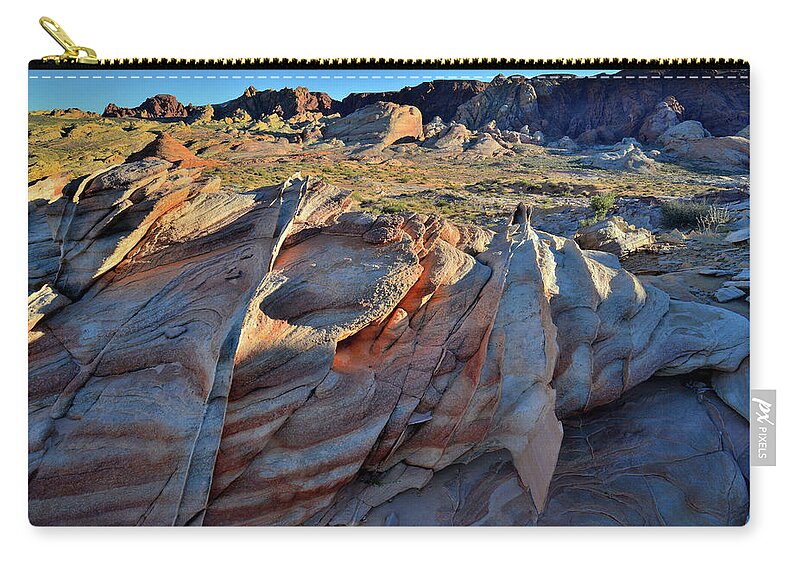 Valley Of Fire State Park Zip Pouch featuring the photograph Colorful Sandstone in Valley of Fire #35 by Ray Mathis