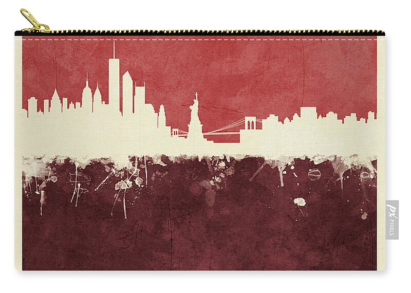 New York Zip Pouch featuring the digital art New York Skyline #36 by Michael Tompsett