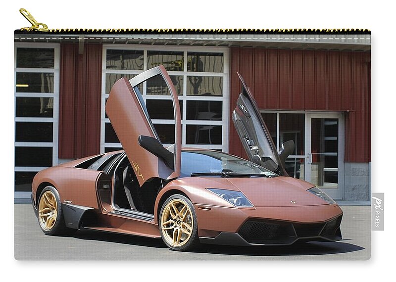 Lamborghini Zip Pouch featuring the photograph Lamborghini #38 by Mariel Mcmeeking