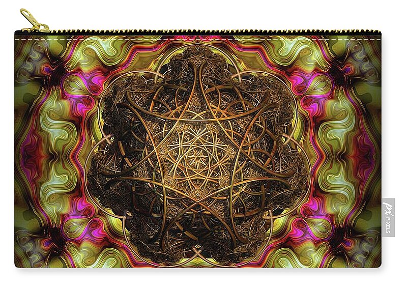 Mandala Zip Pouch featuring the digital art 3D Mandala by Lilia S