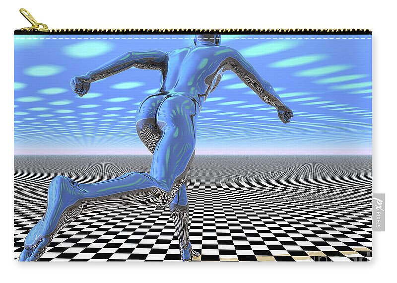 Runner Zip Pouch featuring the digital art 3D Runner by Nicholas Burningham