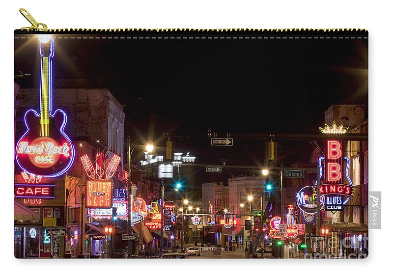 Memphis Zip Pouch featuring the photograph Beale Street in Downtown Memphis Tennessee #4 by Anthony Totah