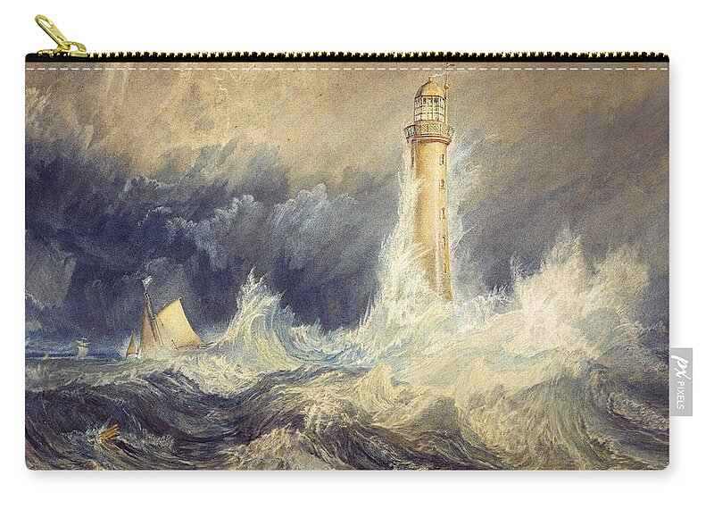  Bell Rock Lighthouse Zip Pouch featuring the painting Bell Rock Lighthouse #4 by MotionAge Designs