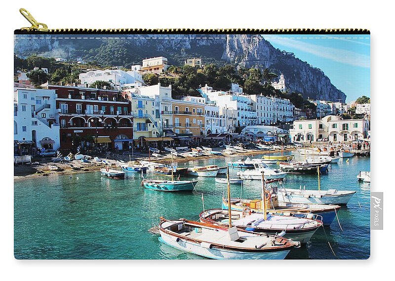 Amalfi Coast Zip Pouch featuring the photograph Capri #6 by Donn Ingemie