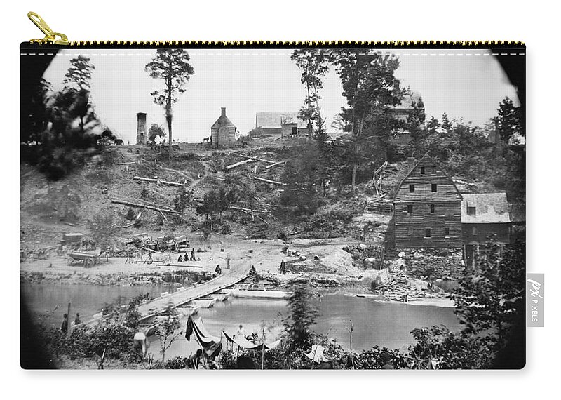 1864 Zip Pouch featuring the photograph Civil War: Pontoon Bridge #4 by Granger