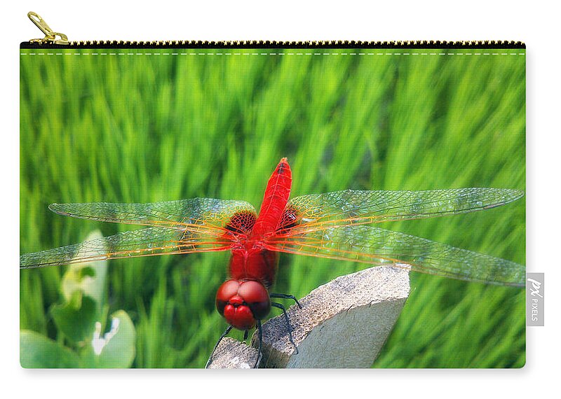 Dragonfly Zip Pouch featuring the digital art Dragonfly #4 by Super Lovely
