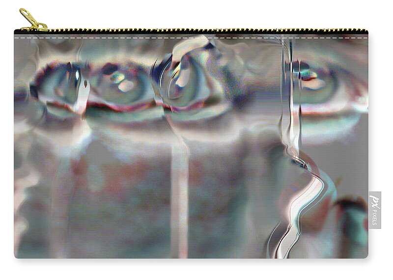 Eyes Abstract Spooky Grey Gray Weird Faces Zip Pouch featuring the photograph 4 Eyes by Andrea Lawrence