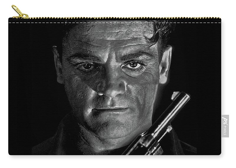 James Cagney Zip Pouch featuring the photograph James Cagney - A Study by Doc Braham